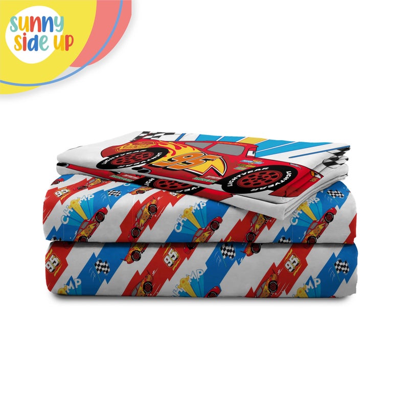 Sunny Side Up Disney Pixar Cars Lightning McQueen Full Sheet Set - 4 Piece Kids Racecar Bedding Set Includes Pillow Cover - Super Soft Microfiber Sheets - Image 5